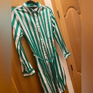 TH green and white striped dress